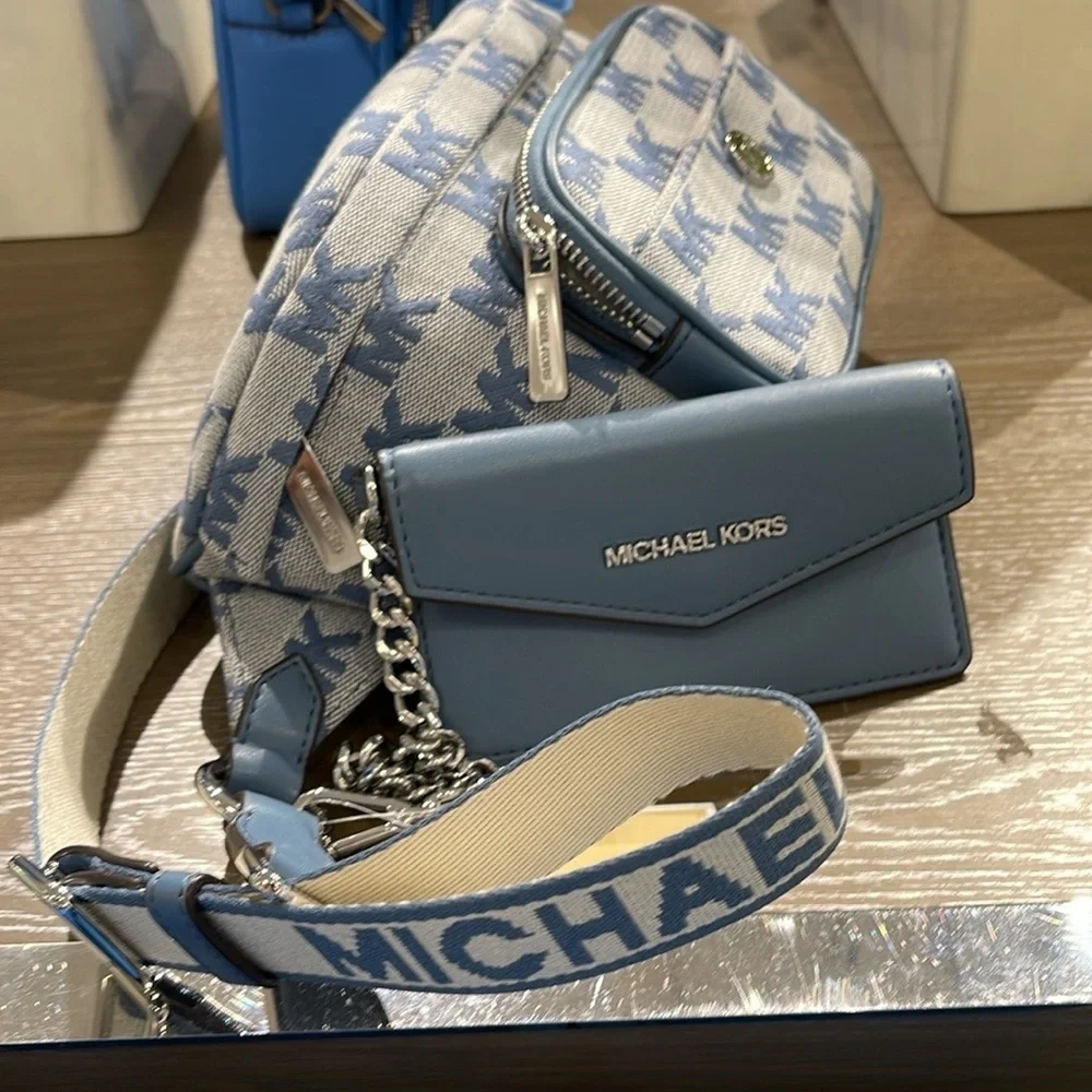 MICHAEL KORS Maisie Large Logo 2-in-1 Sling Waist Fanny Pack Crossbody  Denim